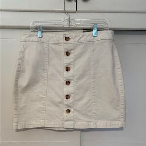 LOFT White denim Button-Up Mini Skirt